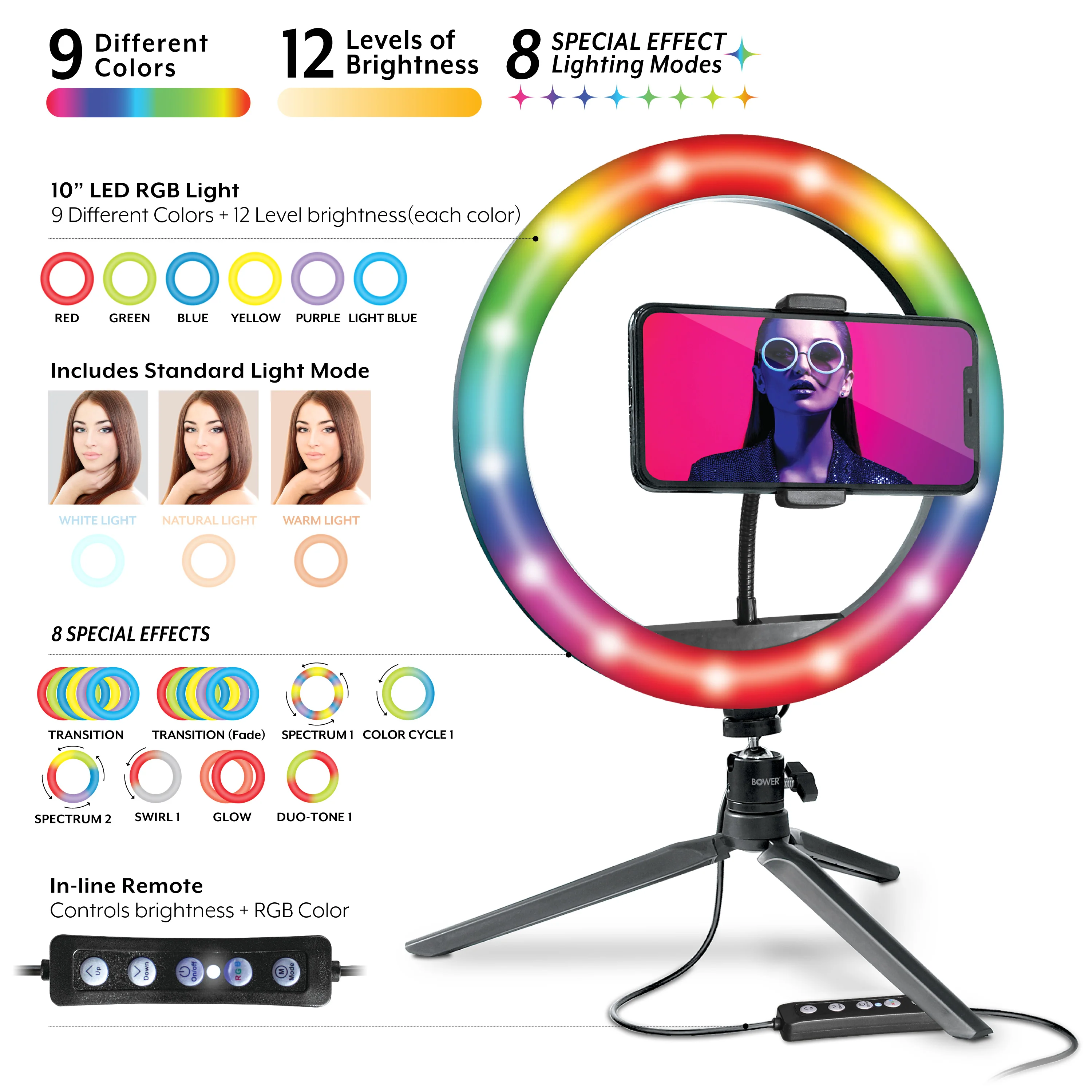 10" RGB Selfie Ring Light Studio Kit - Image 2