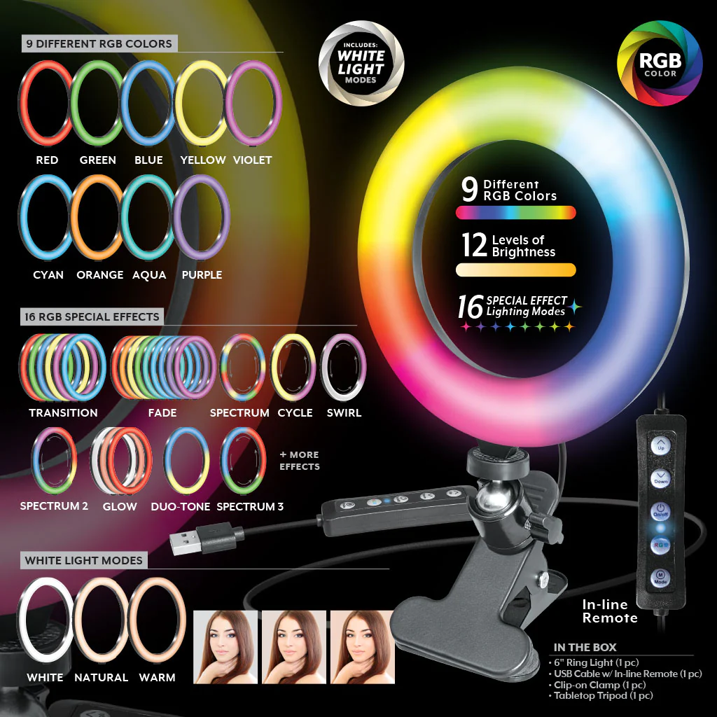 6" White/RGB Ring Light - Image 5