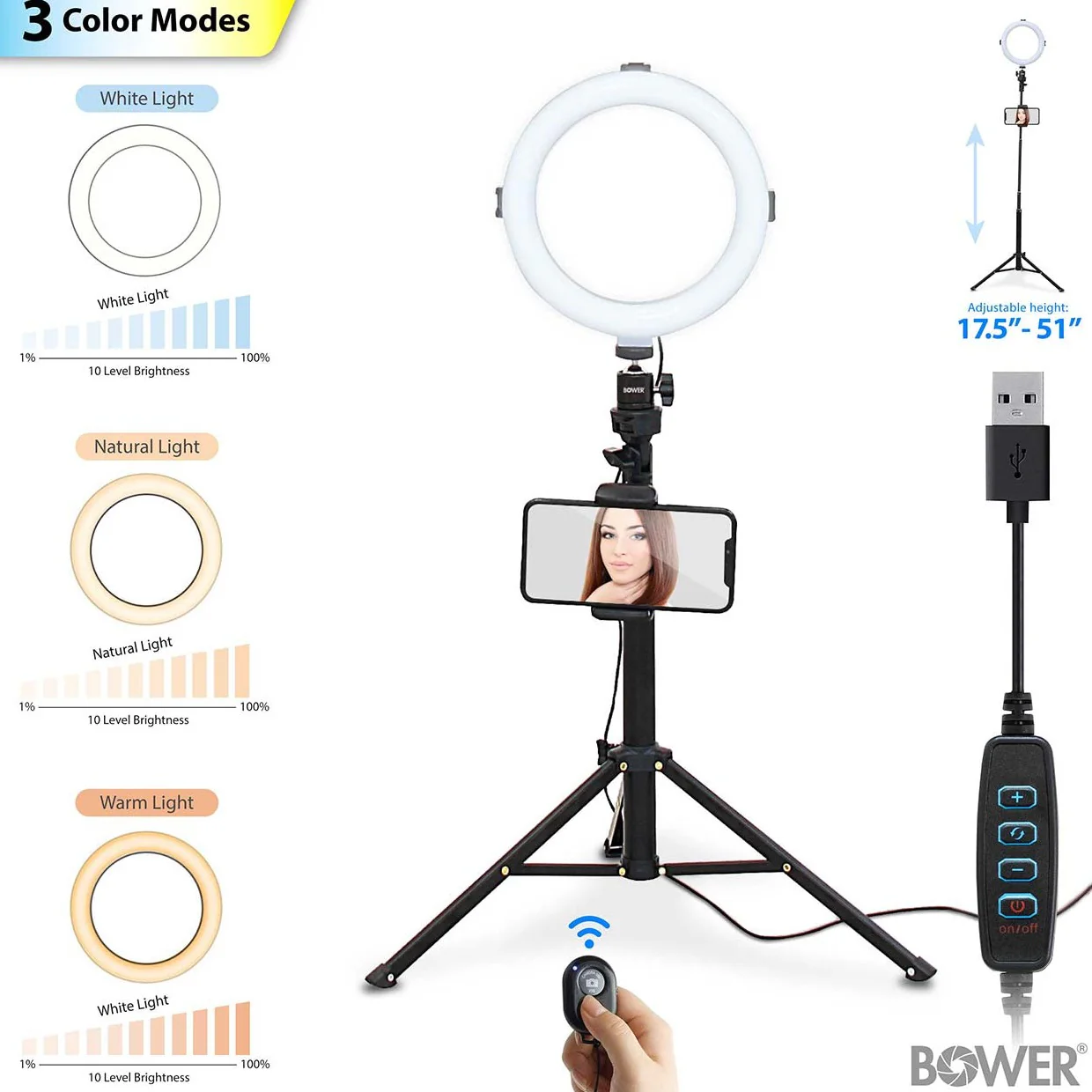 8" Ring Light Studio w/ 51'' Tripod - Image 3