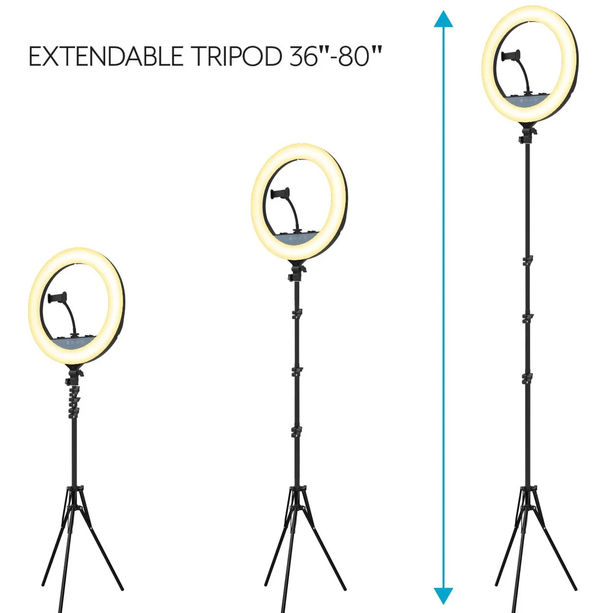 18" Selfie Ring Light Studio, w/ 80'' Extendable Tripod - Image 6