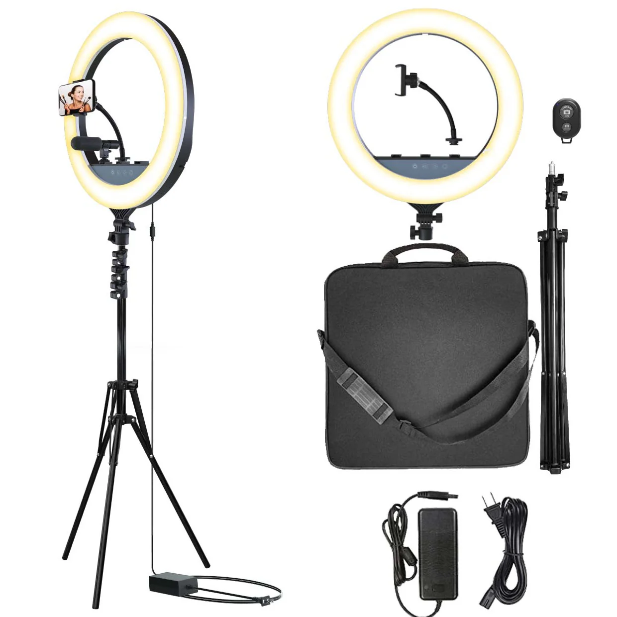 18" Selfie Ring Light Studio, w/ 80'' Extendable Tripod - Image 7